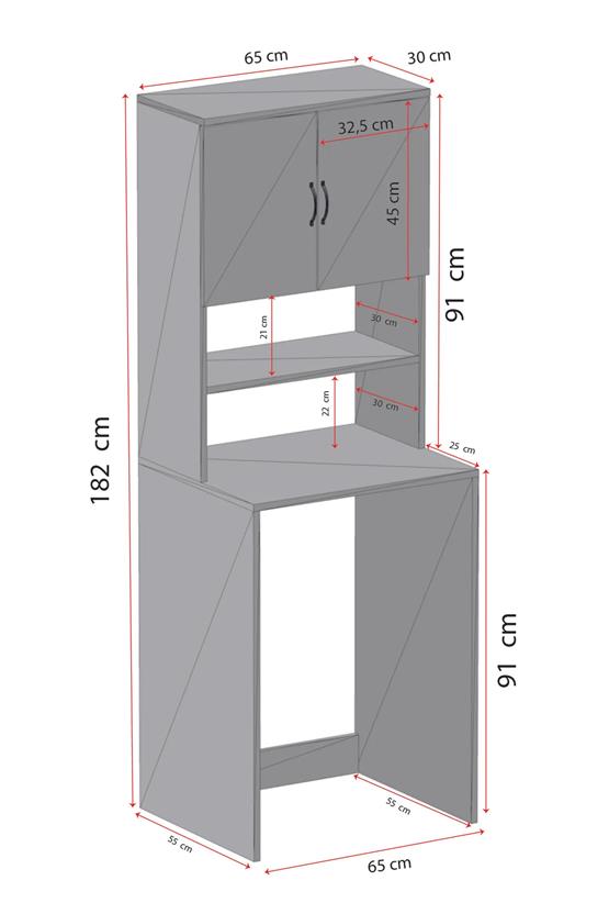 Evdemo Çamaşır Makinesi Üstü Banyo Dolabı Rafı Atlantik Çam