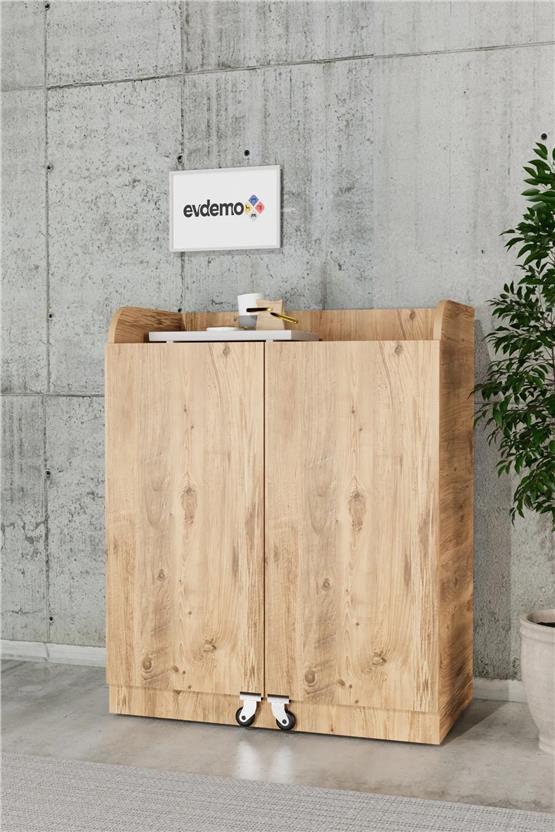 Evdemo Derin 2 Kapaklı Erzak Kiler Dolabı Atlantik Çam
