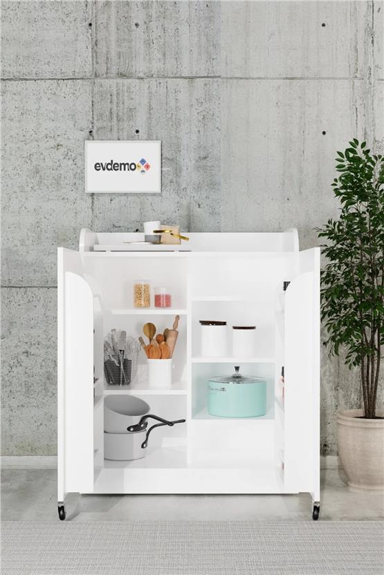 Evdemo Derin 2 Kapaklı Erzak Kiler Dolabı Beyaz
