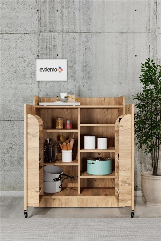 Evdemo Derin 2 Kapaklı Erzak Kiler Dolabı Atlantik Çam