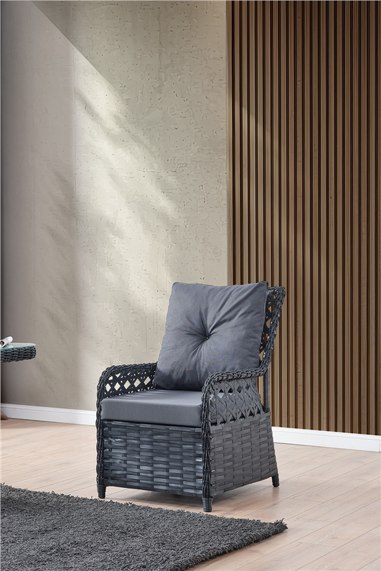 Evdemo Duru 2 Kişilik Rattan Bahçe Balkon Mutfak Masa Takımı Antrasit