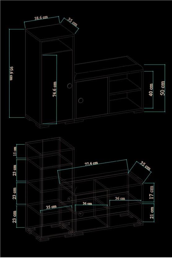 Evdemo Duru 2 Parça Döşemeli Ayakkabılık