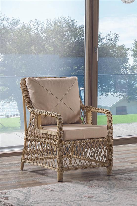 Evdemo Edra Rattan Puflu Bahçe Balkon Takımı 3+1+1+Camlı Masa Cappuccino