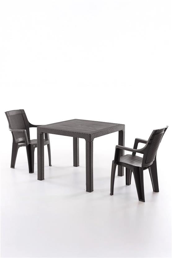 Evdemo Efes 2 Kişilik Rattan Masa Sandalye Takımı Kahve