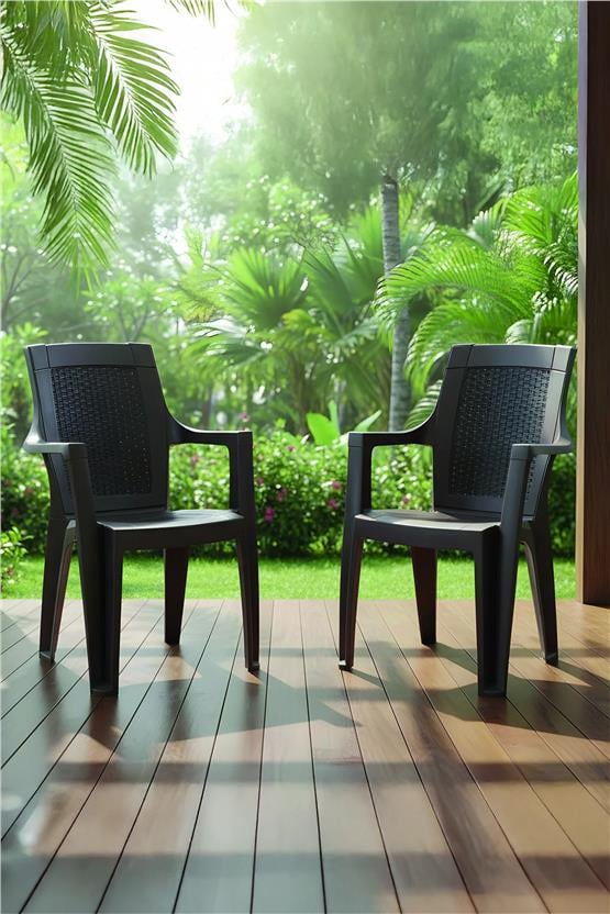 Evdemo Efes 2li Rattan Sandalye Kahve