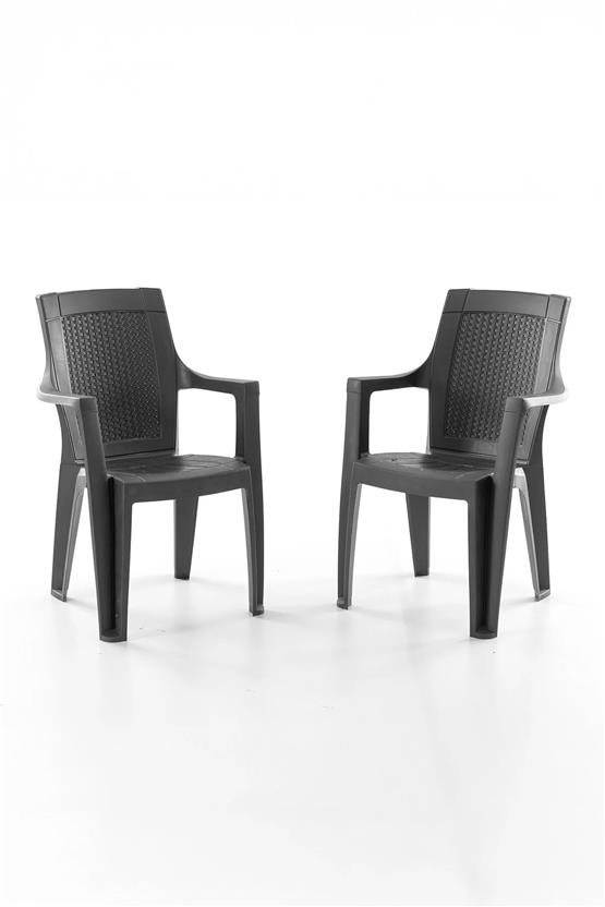 Evdemo Efes 2li Rattan Sandalye Siyah