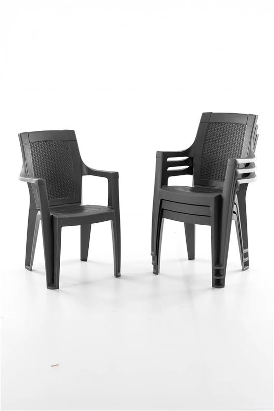 Evdemo Efes 4lü Rattan Sandalye Siyah