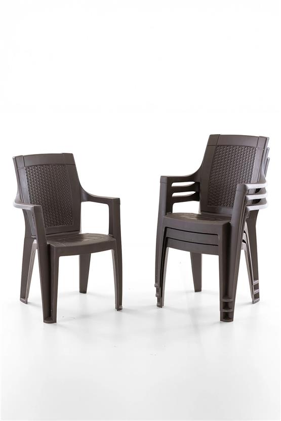 Evdemo Efes 6 Kişilik Rattan Masa Sandalye Takımı Kahve