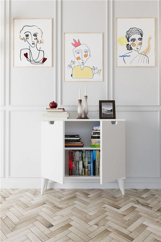 Evdemo Elegant 2 Kapaklı Dekoratif Konsol Beyaz