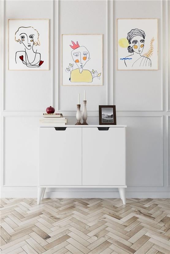 Evdemo Elegant 2 Kapaklı Dekoratif Konsol Beyaz