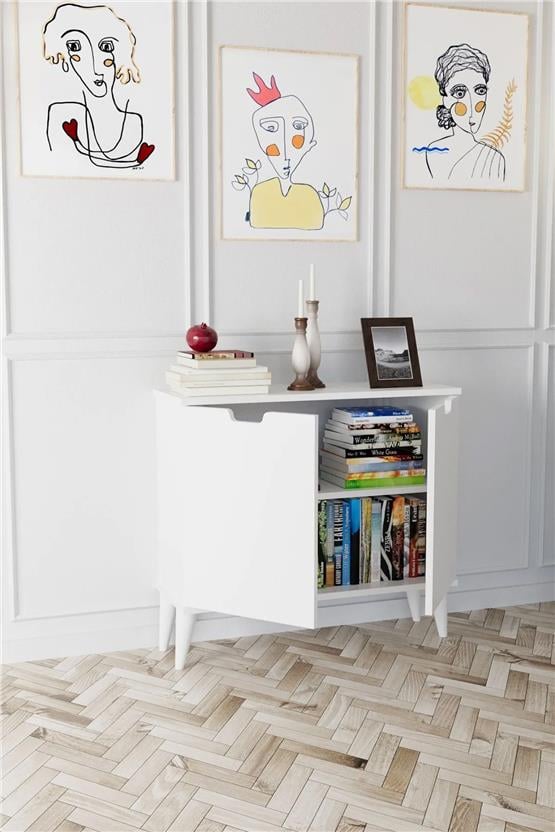 Evdemo Elegant 2 Kapaklı Dekoratif Konsol Beyaz