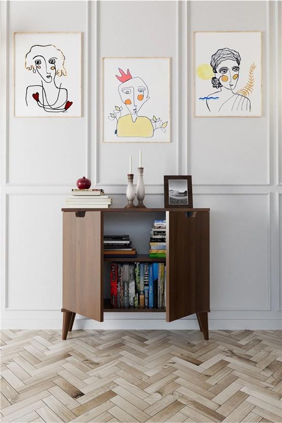 Evdemo Elegant 2 Kapaklı Dekoratif Konsol Barok Ceviz