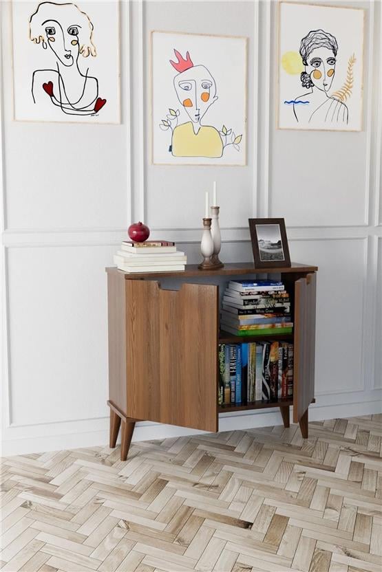 Evdemo Elegant 2 Kapaklı Dekoratif Konsol Barok Ceviz