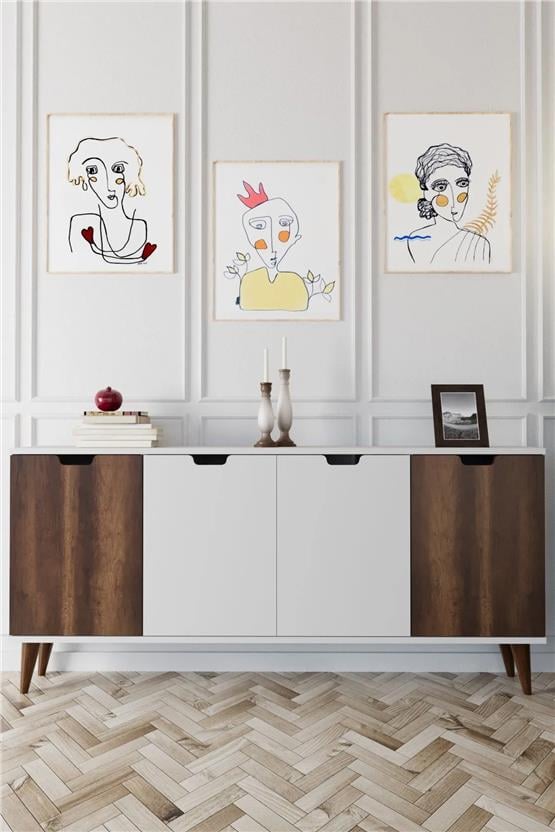 Evdemo Elegant 4 Kapaklı Dekoratif Konsol Barok Ceviz Beyaz