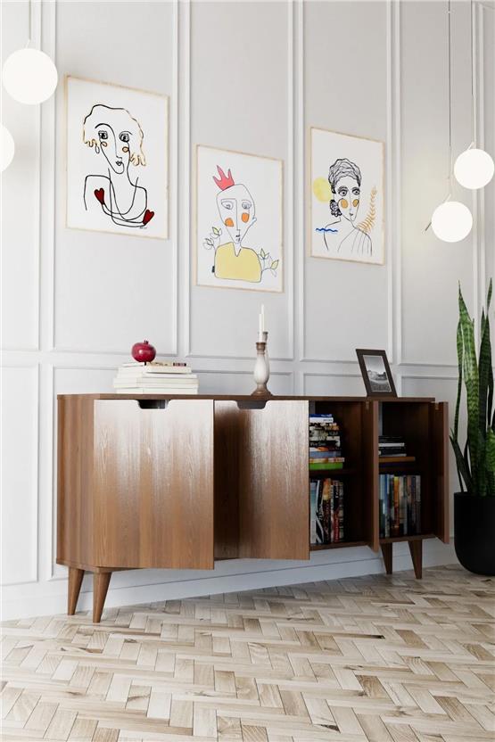 Evdemo Elegant 4 Kapaklı Dekoratif Konsol Barok Ceviz