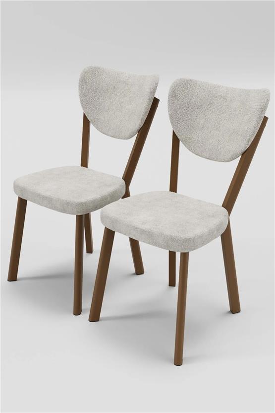 Evdemo Elma 2li Mutfak Yemek Masası Sandalyesi Krem