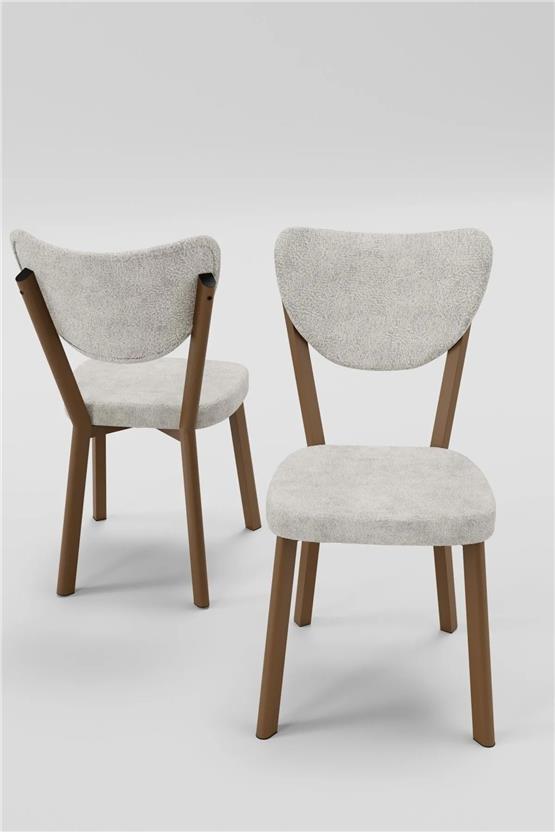 Evdemo Elma 2li Mutfak Yemek Masası Sandalyesi Krem