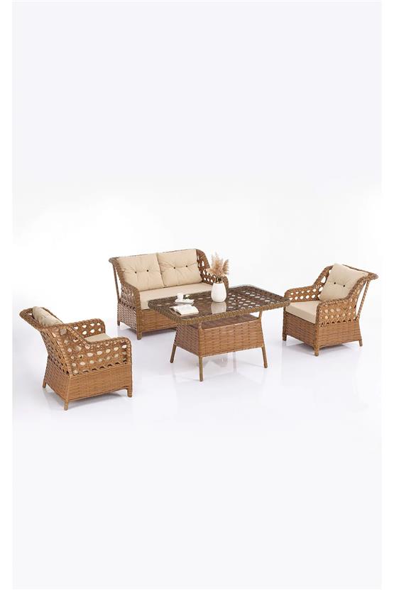 Evdemo Eren Rattan Bahçe Balkon Takımı 2+1+1 Kahve