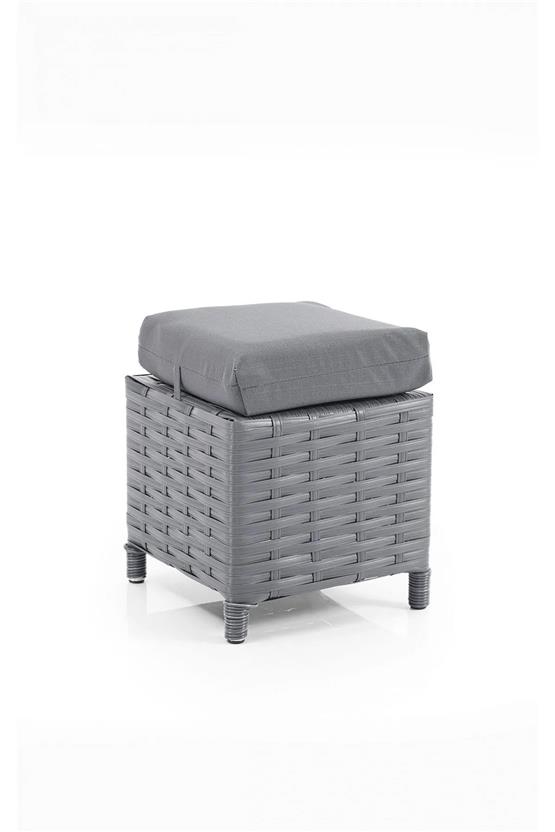 Evdemo Eren Rattan Puflu Bahçe Balkon Takımı 3+1+1 Antrasit