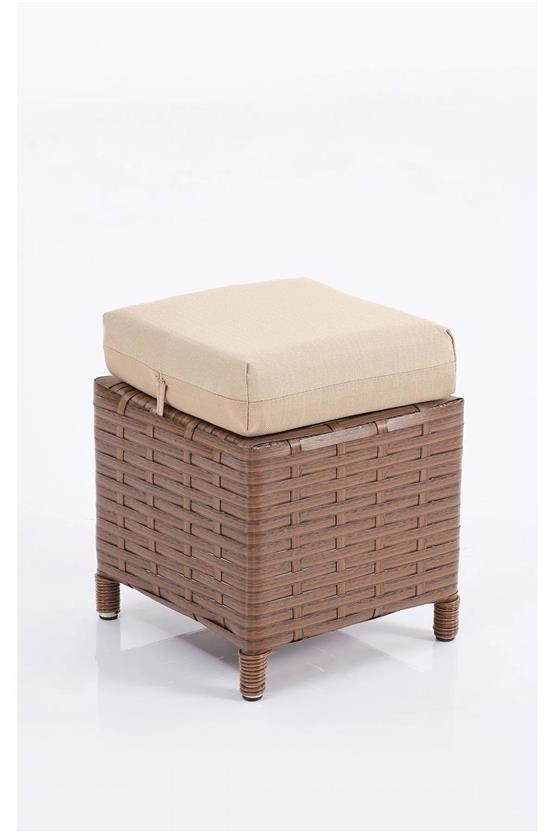 Evdemo Eren Rattan Puflu Bahçe Balkon Takımı 3+1+1 Kahve