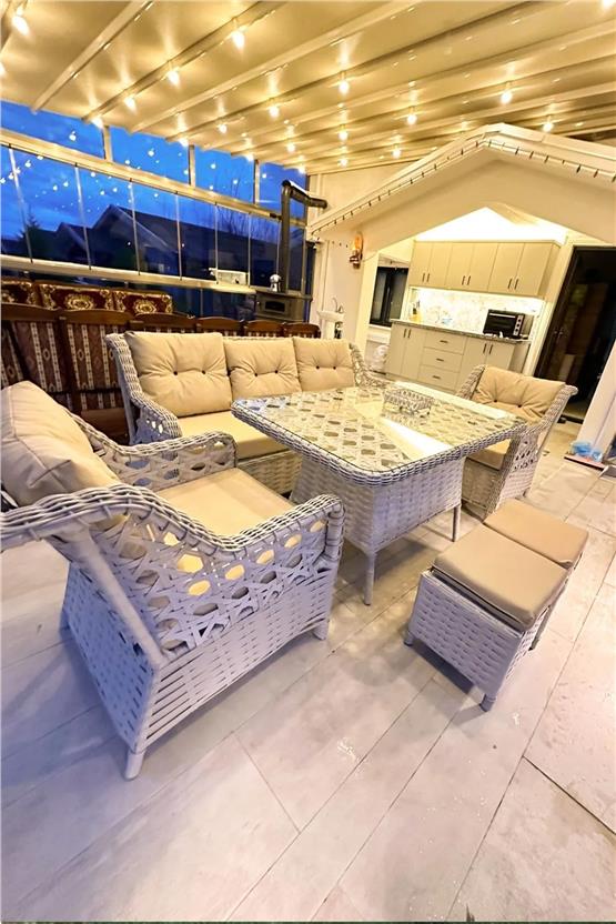 Evdemo Eren Rattan Puflu Bahçe Balkon Takımı 3+1+1 Gri