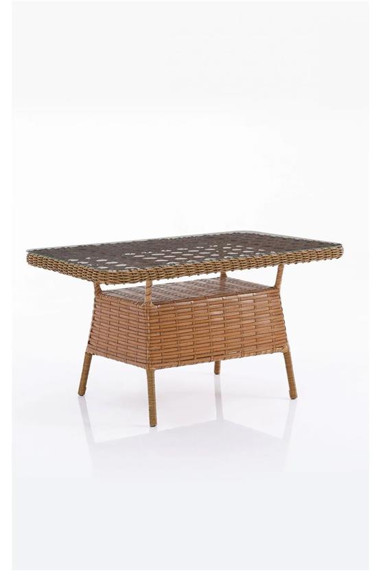 Evdemo Eren Rattan Puflu Bahçe Balkon Takımı 3+1+1 Kahve