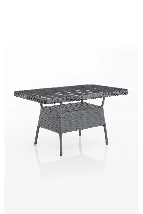 Evdemo Eren Rattan Puflu Bahçe Balkon Takımı 3+1+1 Antrasit