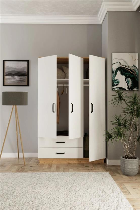 Evdemo Erna 3 Kapak 2 Çekmeceli Gardırop Atlantik Çam