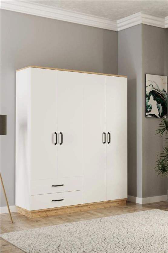 Evdemo Erna 4 Kapak 2 Çekmeceli Gardırop Atlantik Çam
