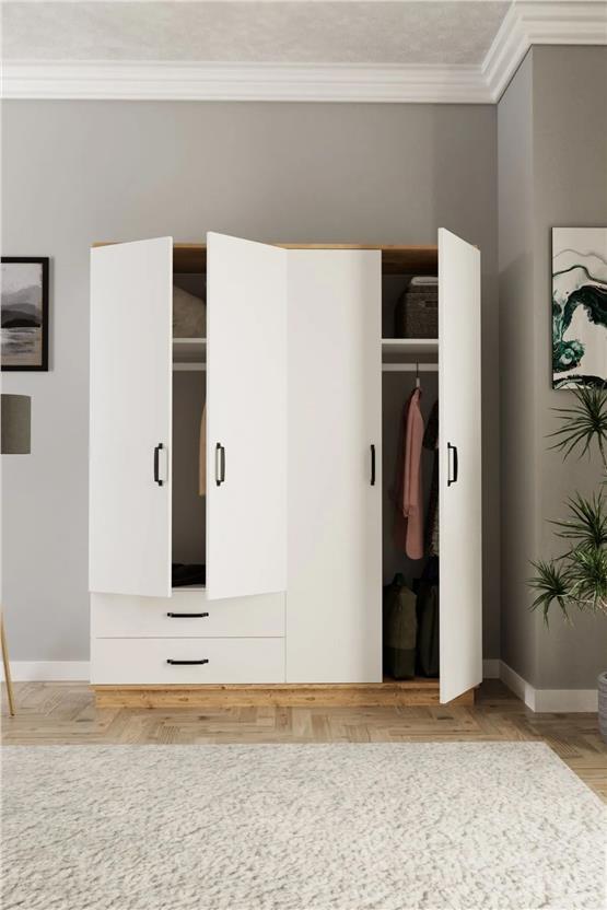 Evdemo Erna 4 Kapak 2 Çekmeceli Gardırop Atlantik Çam