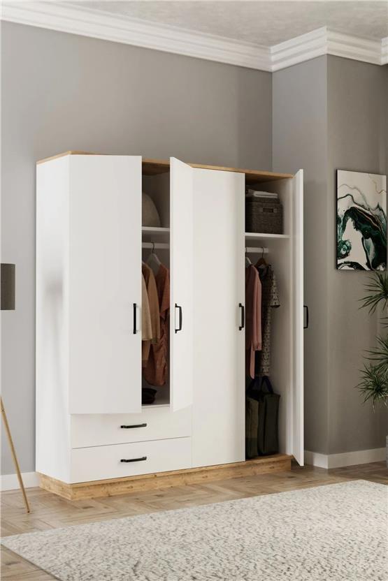 Evdemo Erna 4 Kapak 2 Çekmeceli Gardırop Atlantik Çam
