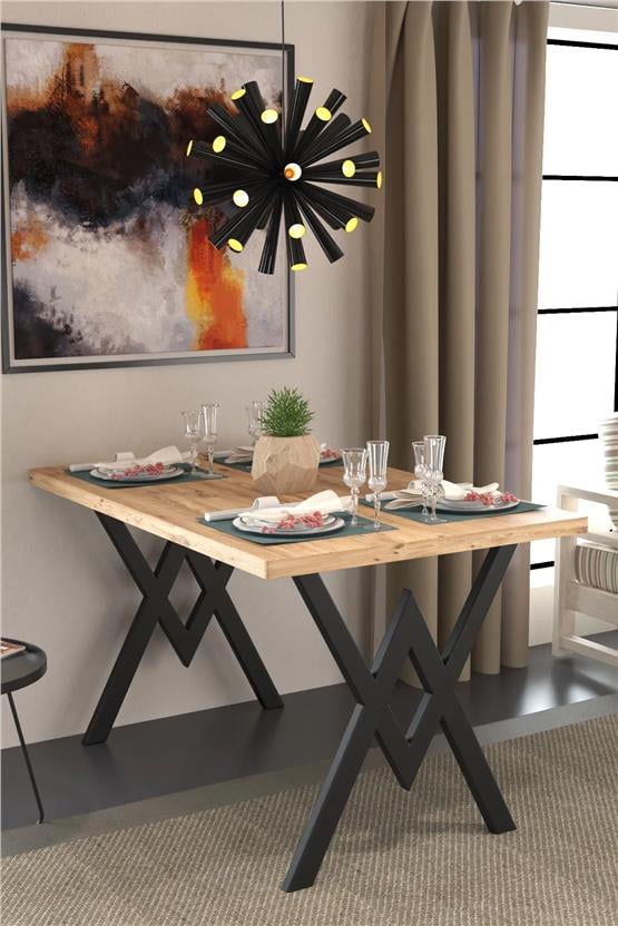 Evdemo Eylül 4 Kişilik Mutfak Masa Takımı Atlantik Çam Siyah