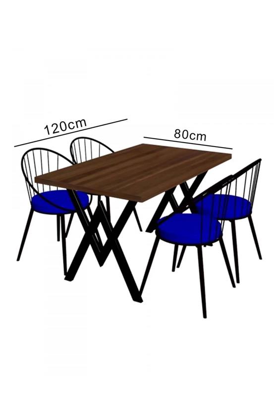 Evdemo Eylül 4 Kişilik Mutfak Masası Takımı Siyah Mermer Desen Si