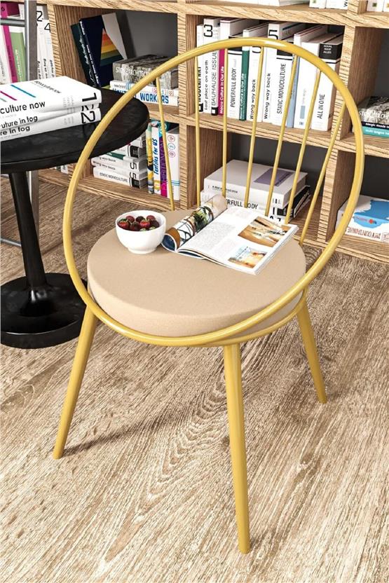 Evdemo Eylül Metal Tel Sandalye Altın Sarısı