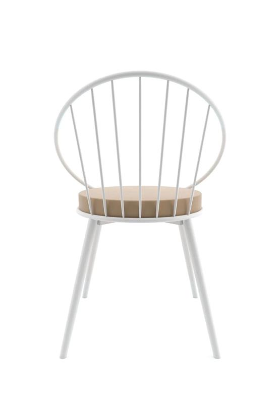 Evdemo Eylül Metal Tel Sandalye Beyaz Kahve