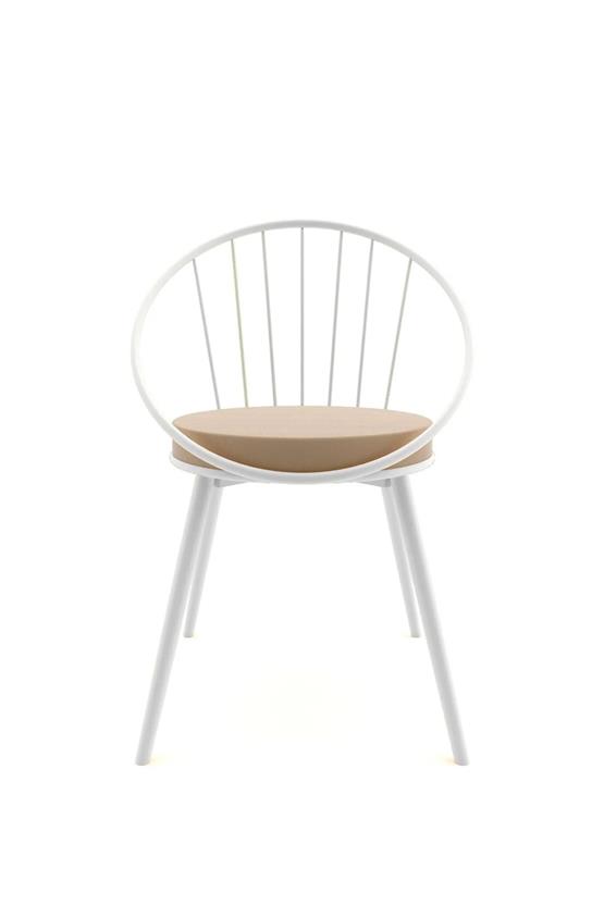 Evdemo Eylül Metal Tel Sandalye Beyaz Kahve