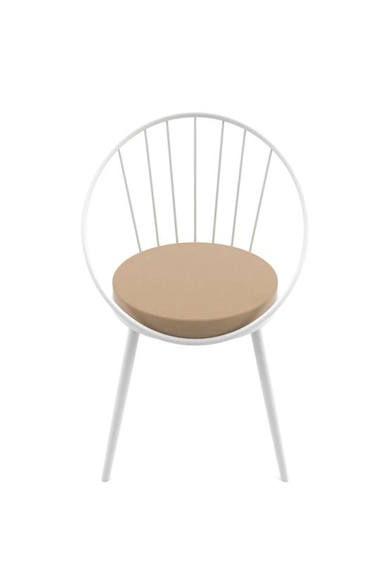 Evdemo Eylül Metal Tel Sandalye Beyaz Kahve