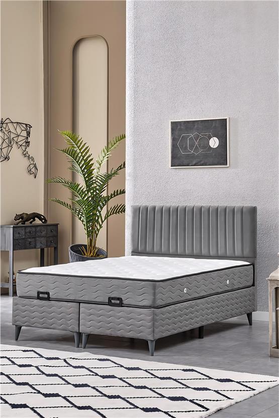 Evdemo Ezgi Çift Kişilik Baza Başlık Set Gri 150*200