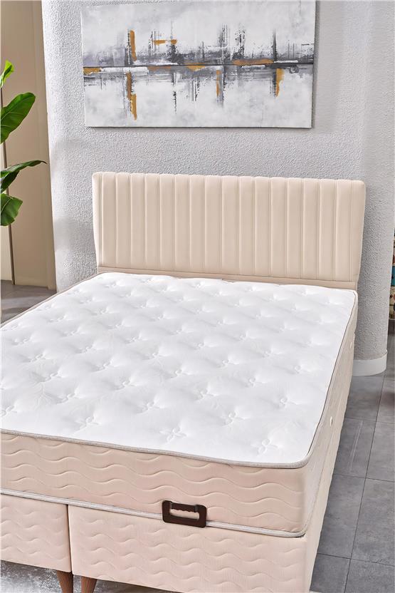 Evdemo Ezgi Çift Kişilik Baza Başlık Yatak Seti Krem 150*200