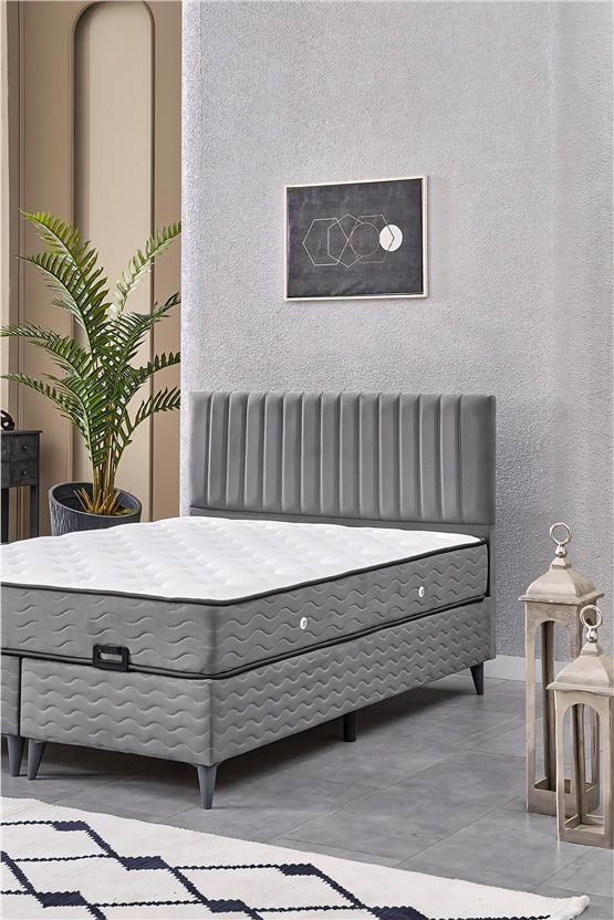 Evdemo Ezgi Çift Kişilik Baza Başlık Yatak Seti Gri 150*200