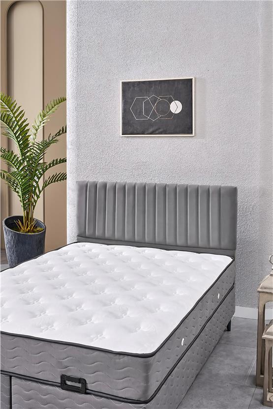 Evdemo Ezgi Çift Kişilik Baza Başlık Yatak Seti Gri 150*200