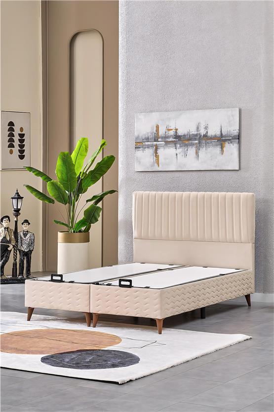 Evdemo Ezgi Çift Kişilik Baza Başlık Yatak Seti Krem 150*200