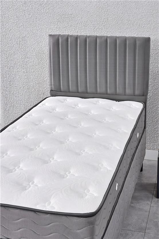 Evdemo Ezgi Tek Kişilik Baza Başlık Yatak Seti Gri 90*190