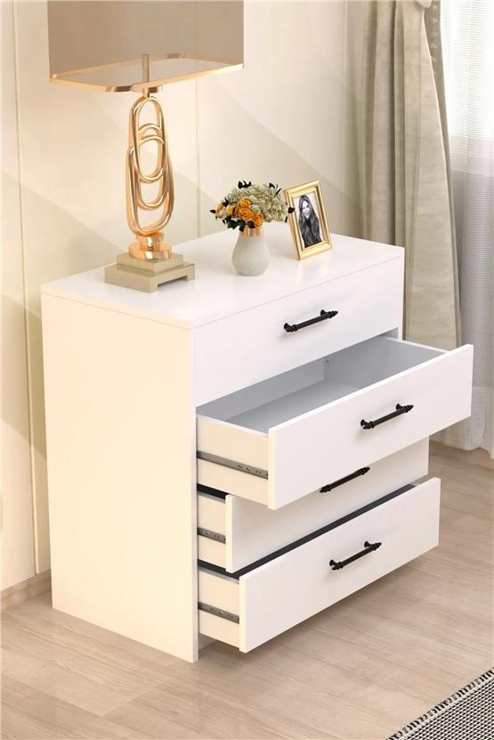 Evdemo Fiona 4 Çekmeceli Şifonyer Beyaz