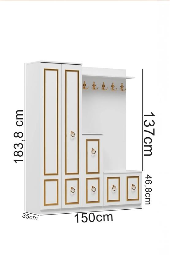 Evdemo Gold Dalyan Portmanto Vestiyer Ayakkabılık