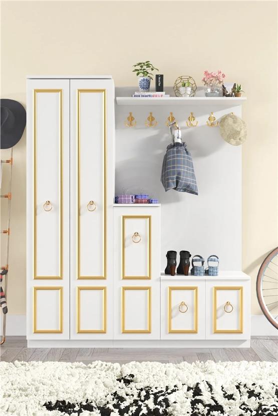 Evdemo Gold Dalyan Portmanto Vestiyer Ayakkabılık