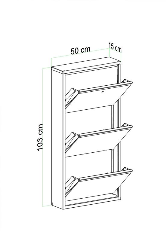 Evdemo Kilitli 3 Kapaklı Metal Ayakkabılık Antrasit