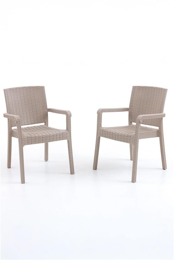 Evdemo King 2 Kişilik Rattan Masa Sandalye Takımı Cappuccino