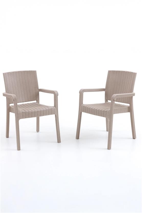 Evdemo King 2li Rattan Sandalye Cappuccino