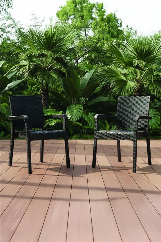 Evdemo King 2li Rattan Sandalye Kahve